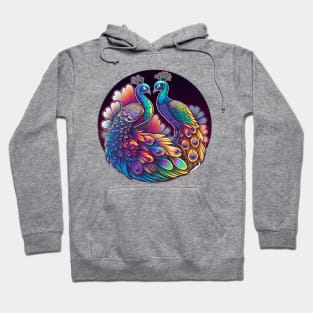 Majestic Colourful Peacocks Neon Hoodie